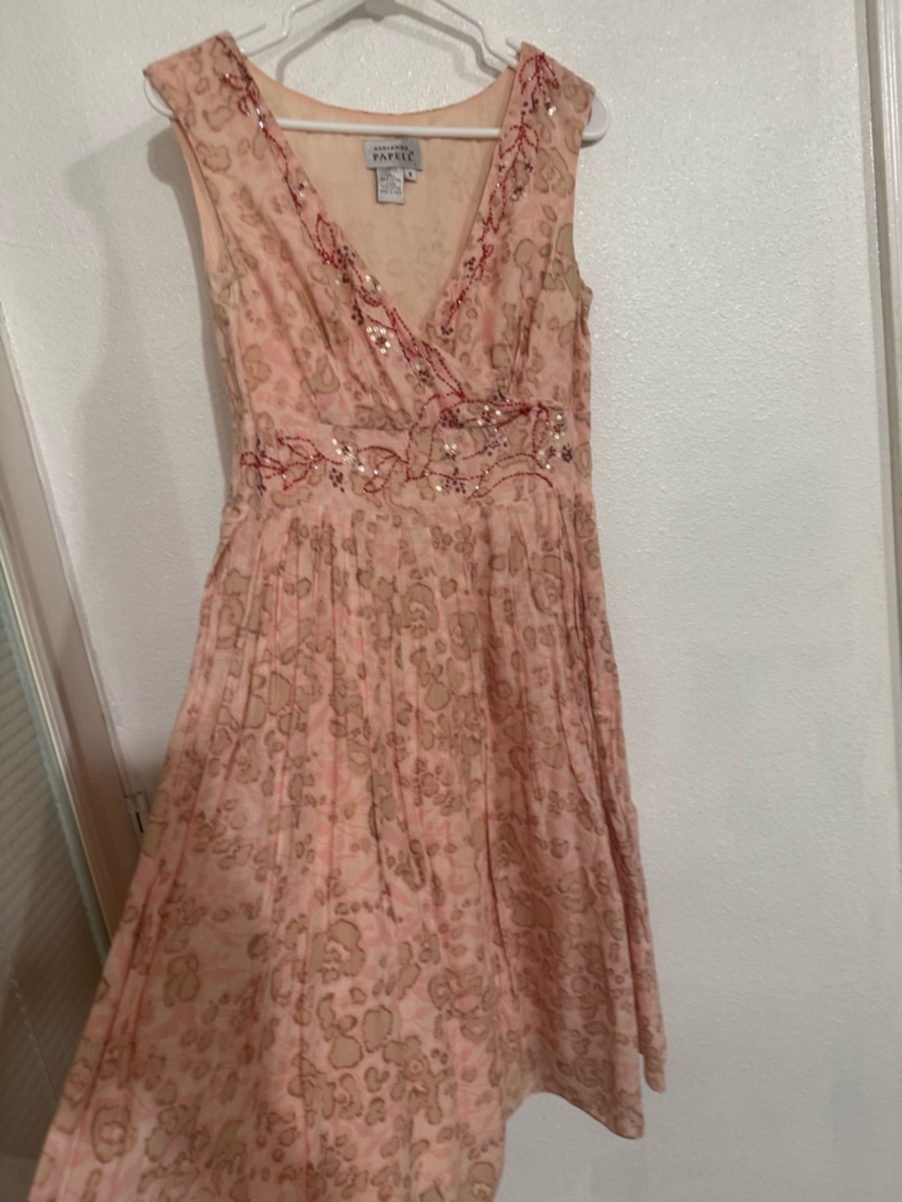 Adriana Papell 100% cotton dress, natural fabric size Eight, Summer Spring